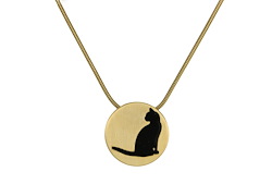 Pendentif rond avec chat - Bronze Image
