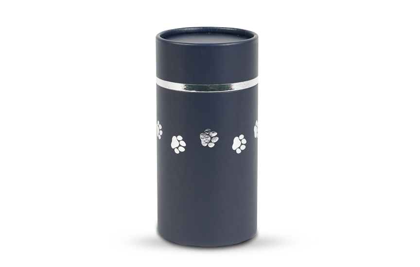 Blue Scattering Tube Urn with Paw Prints Image