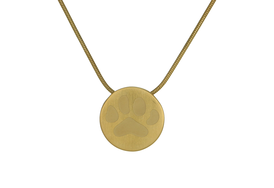 Round Pendant with Large Paw- Bronze-image